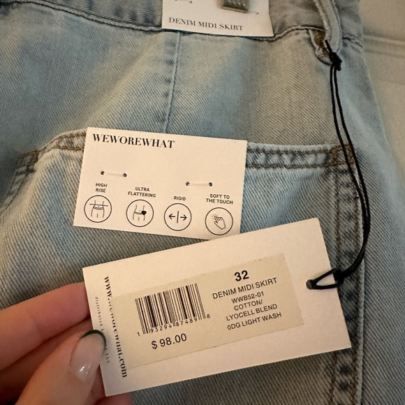 NWT WeWoreWhat Denim Slit Midi Skirt - Picture 5 of 6